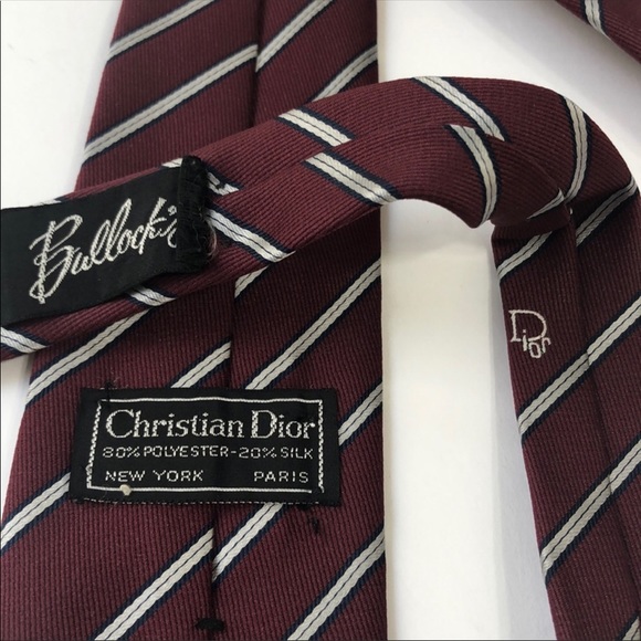 🌻 Christian Dior Striped Silk Blend Tie - Picture 9 of 11